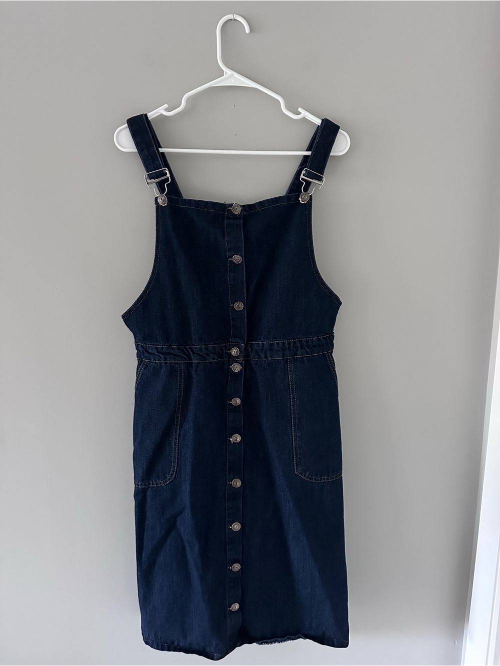Button-Down Denim Overalls Dress